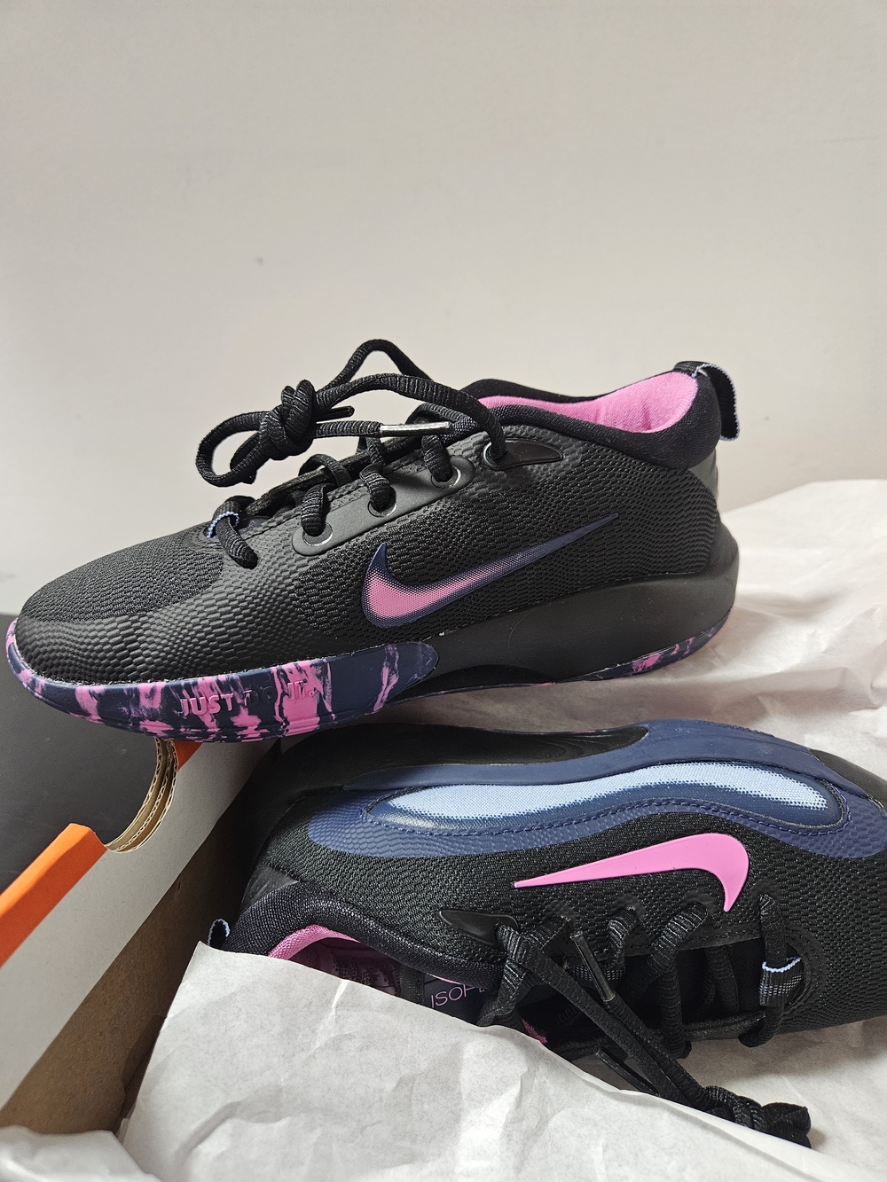 Nike Kids Black and Pink Athletic Shoes